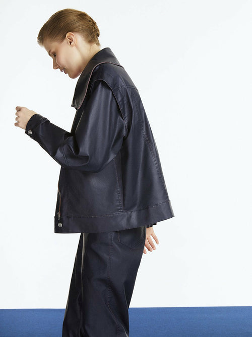 Wide Collar Coated Jacket