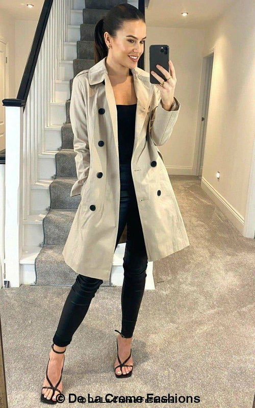 Cotton Blend Belted Trench Coat