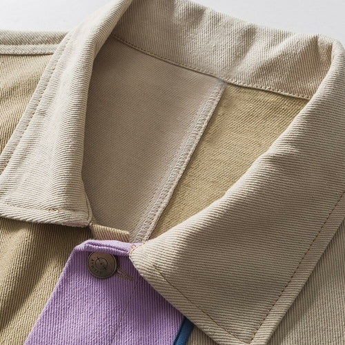 Jacket Men Color Block Patchwork Coats Autumn Couple Baggy Harajuku