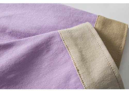 Jacket Men Color Block Patchwork Coats Autumn Couple Baggy Harajuku