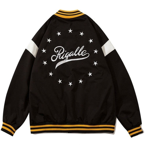 Baseball Jacket Men Star Letter Embroidery Patchwork Bomber Coats