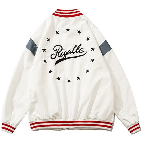 Baseball Jacket Men Star Letter Embroidery Patchwork Bomber Coats