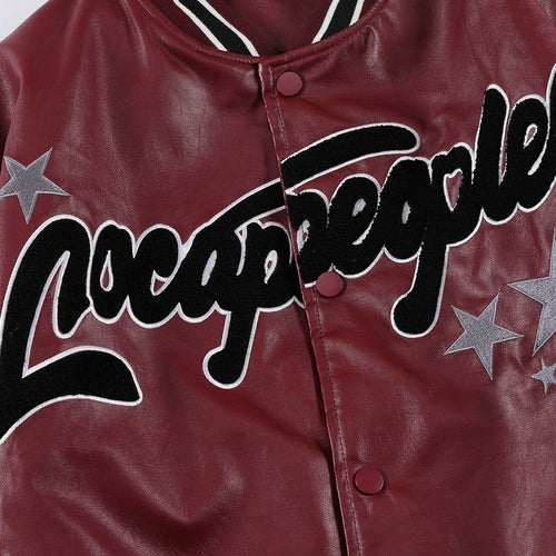Jacket Men Furry Letter Star Leather Oversized Bomber Coats Couple