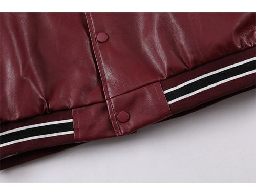 Jacket Men Furry Letter Star Leather Oversized Bomber Coats Couple