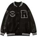 Varsity Jacket Men Leather Patchwork Letter Patch Baseball Coats